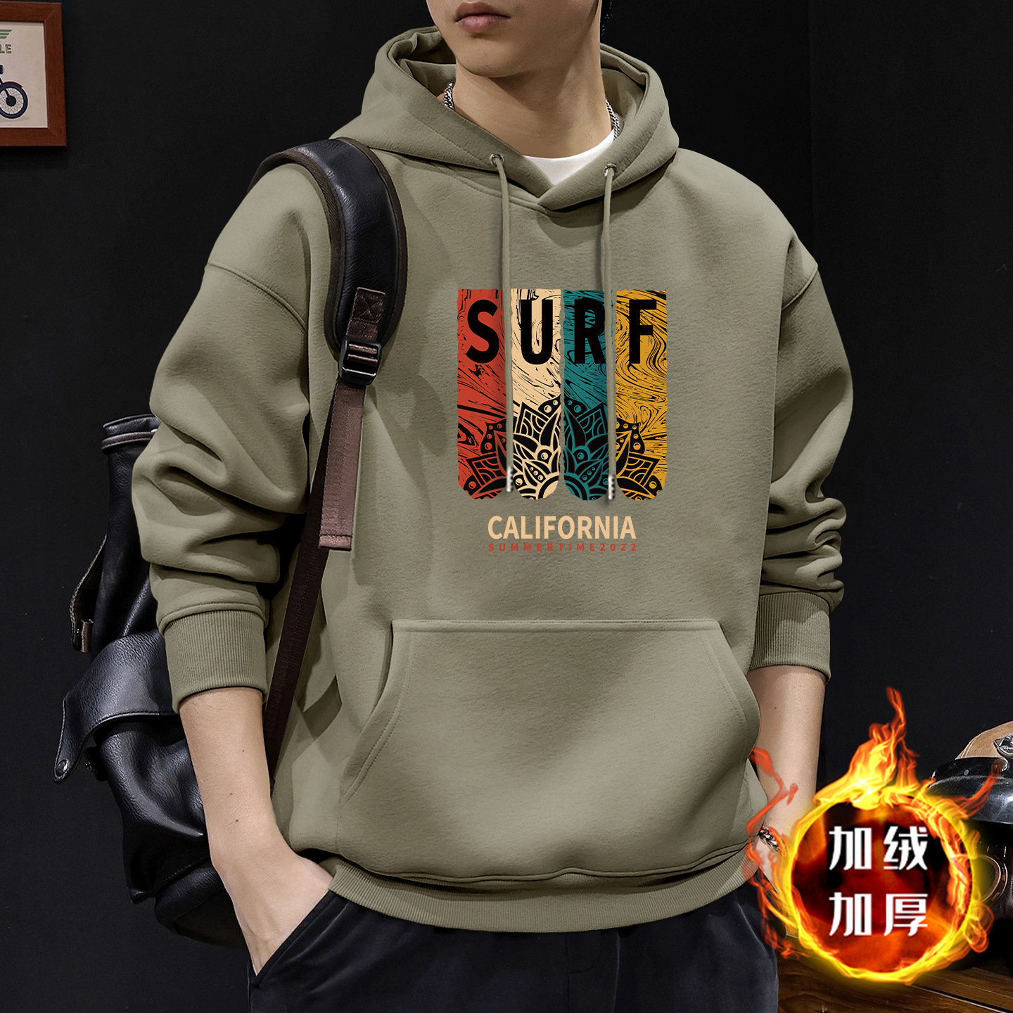 Chaqueta con capuz para hombres con veludo de otoño americano ropa de alta calle marca de moda de otoño y invierno chaqueta pesada de alto gramo