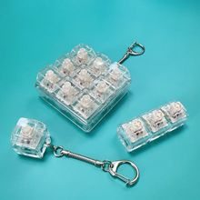 跨境9键3键解压按键PC全透明帽机械键盘解压试轴器按压捏捏钥匙扣