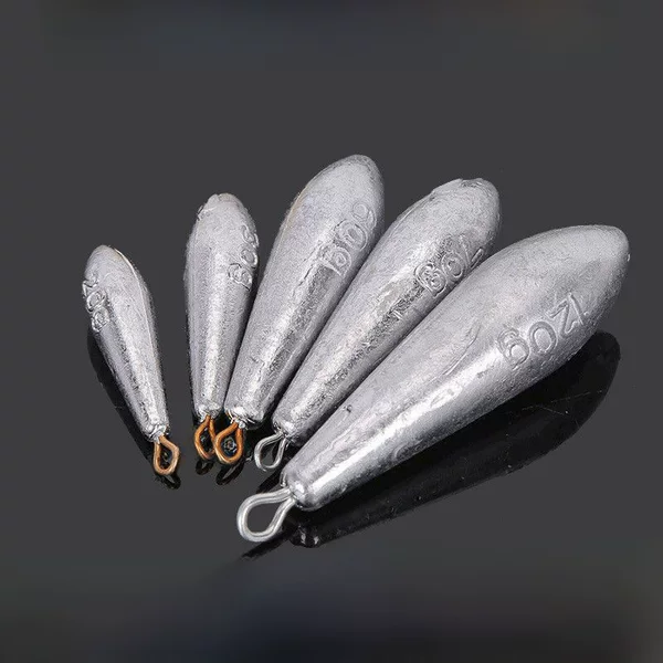 Sea pole with ring willow leaf type lead pendant long fishing fishing pendant sea pole far cast raft fishing anti-hanging bottom with ring willow leaf lead pendant