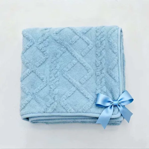 Jacquard Soft Cotton Velvet Double-Sided Blanket, Solid Color, Suitable for All Seasons, Air-Conditioned Office Blanket, Warm, Export Customization