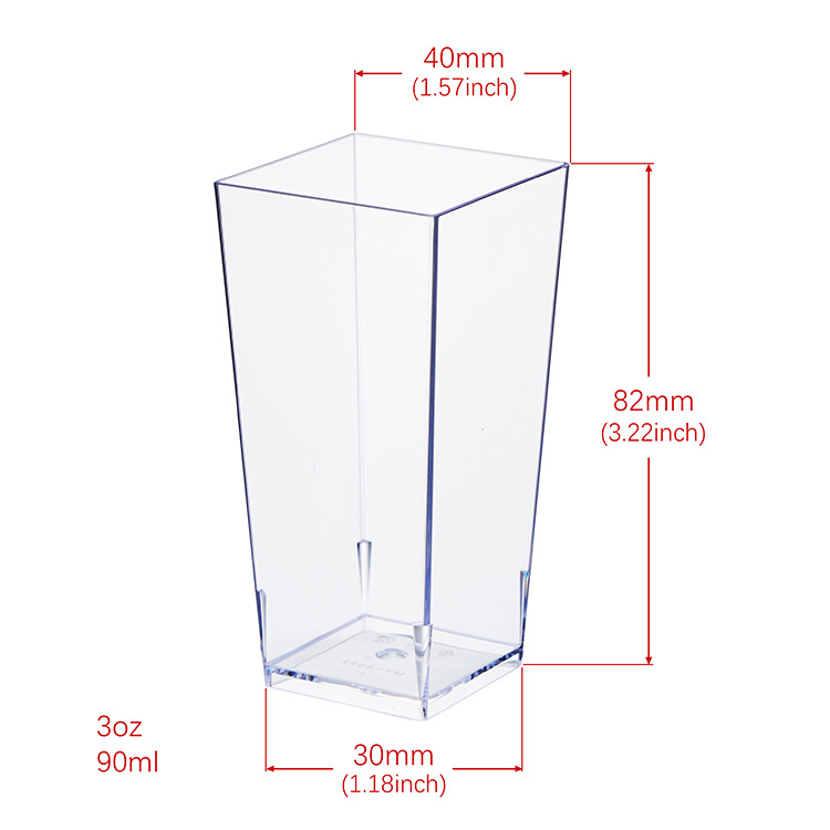 3OZ desechable taza cuadrada taza de mousse de plástico transparente taza cuadrada pudín taza de postre conjunto transfronterizo con cuchara con cubierta