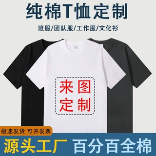 夏季款纯棉T恤定制印字短袖LOGO图案班服工作服广告衫团队服定做