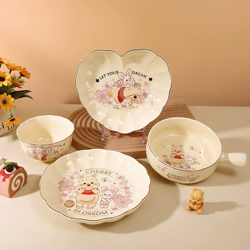 迪士尼 Ceramic cute tableware, set for home use, cartoon elite gift box, wholesale