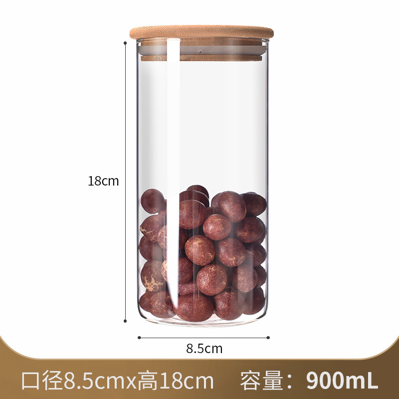 厂家直供玻璃密封罐厨房收纳罐茶叶罐木盖高硼硅玻璃罐密封储物罐|undefined