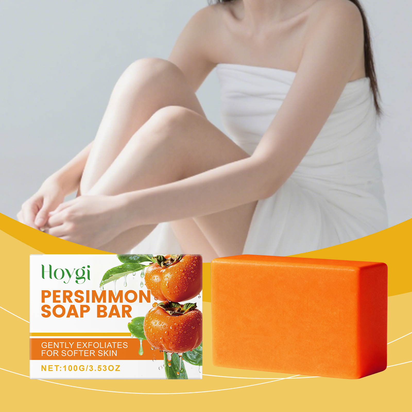 Hoygi Persimmon Moisturizing Bath Soap Gentle Cleansing and Moisturizing Skin, Hydrating and Replenishing Daily Body Bath Soap