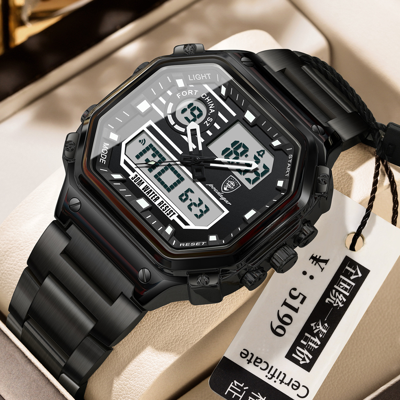 POEDAGAR / PEDAGAR multifuncional impermeable nocturna reloj electrónico de moda para hombres reloj en vivo de comercio exterior explosión