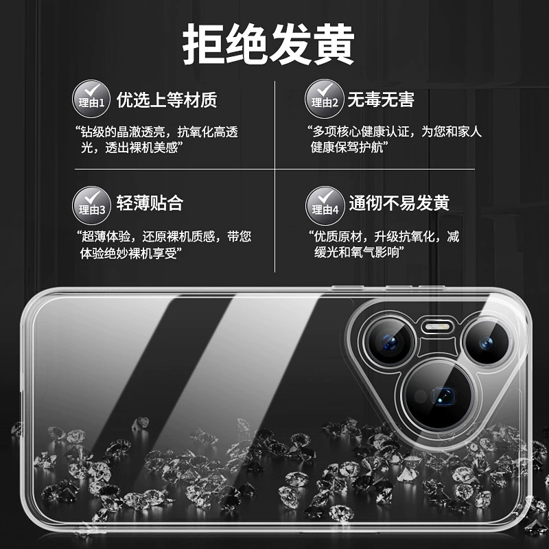 Универсальный чехол для Huawei PURA70PRO для мобильного телефона P60pro/P50/P40Pro стиль легкой роскоши, прозрачная мягкая оболочка