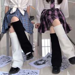 JK Japanese Harajuku-style cute girl dark color block striped knee socks Y2K girl sweet cool color contrast wide leg knee socks