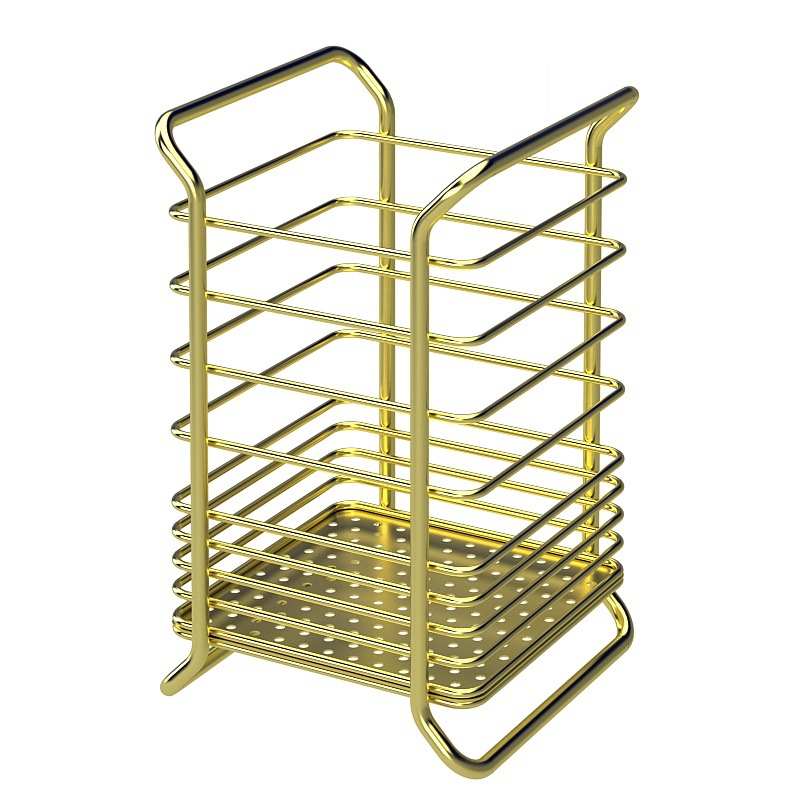 Estante de almacenamiento para encimera para utensilios de cocina domésticos, soporte cuadrado creativo para palillos, almacenamiento de cuchillos y tenedores, jaula redonda para palillos.