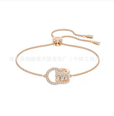 双环白钻转运珠手链【玫瑰金色】