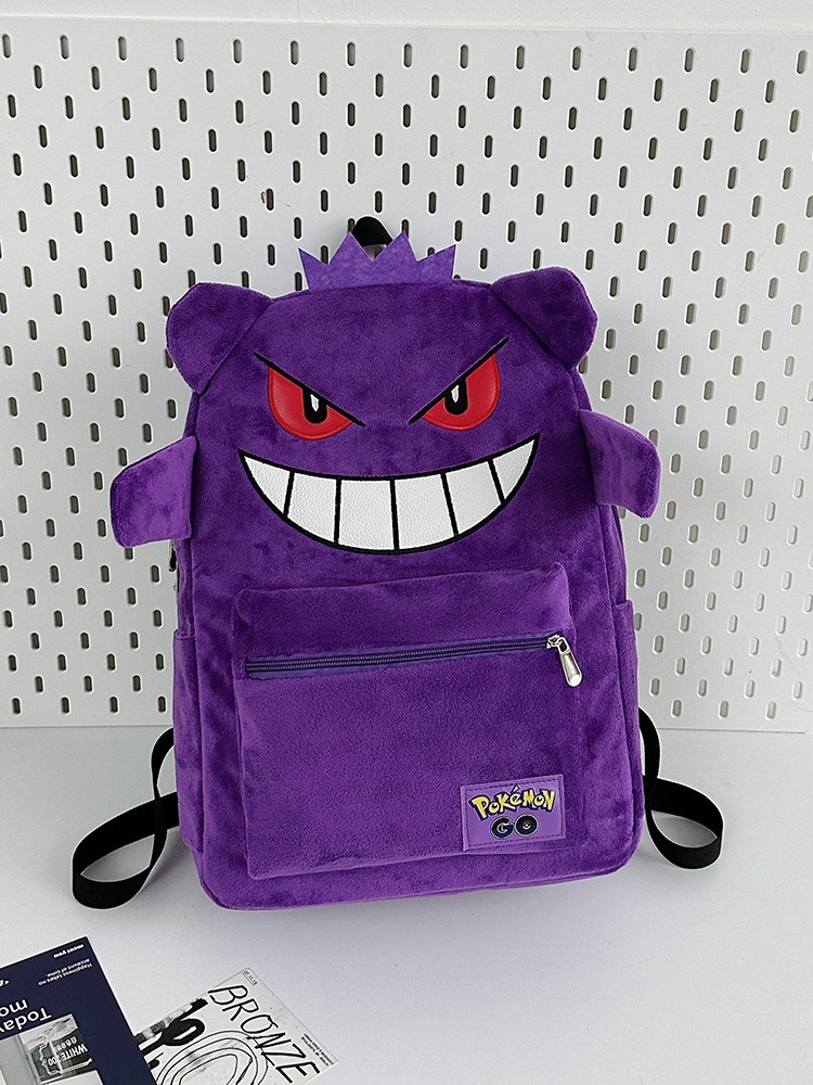 2025 nuevo monstruo mochila de peluche púrpura pareja de dibujos animados de gran capacidad para estudiantes universitarios mochila transfronteriza