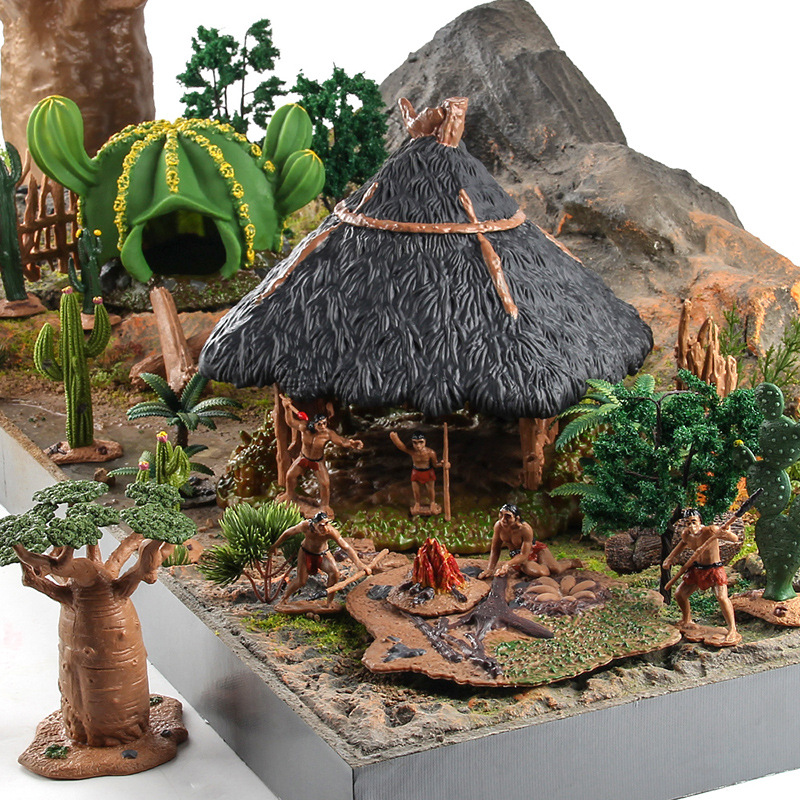 Exportación transfronteriza de plantas escenario plataforma modelo de base simulación original de paja de hombre cactus modelo de casa decoración