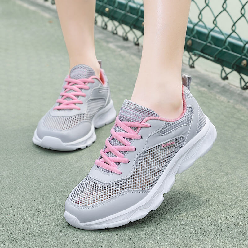 Lightweight fashionable breathable white running sneakers for…