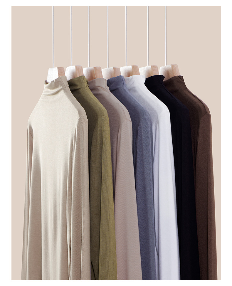 Camisola de malha com gola alta e manga comprida outono inverno_voghion.com