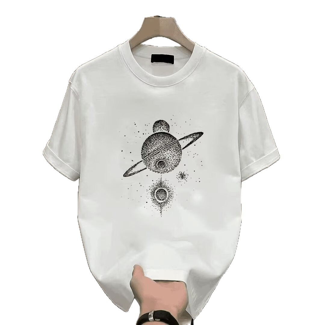 Men's Casual Short Sleeve T-Shirt With Cartoon Print, Soft Breathable Cotton, Comfort Fit Round Neck Tee For Daily Wear_viptrois.com