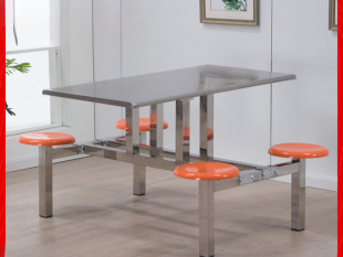 Stainless Steel Cafeteria Dining Table for 4, 6, 8 People, School Cafeteria Dining Table, Employee Factory Fast Food Dining Table and Chairs, Thickened and Integrated