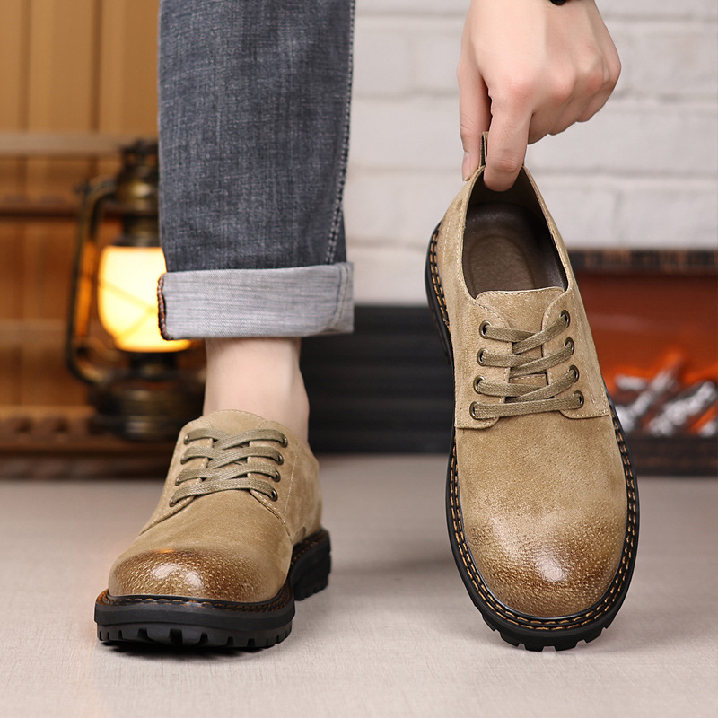 Boots 2025 Autum New British Retro Suede Leather Low-Cut Work Boots Suede Leather Versatile Business Leather Shoes