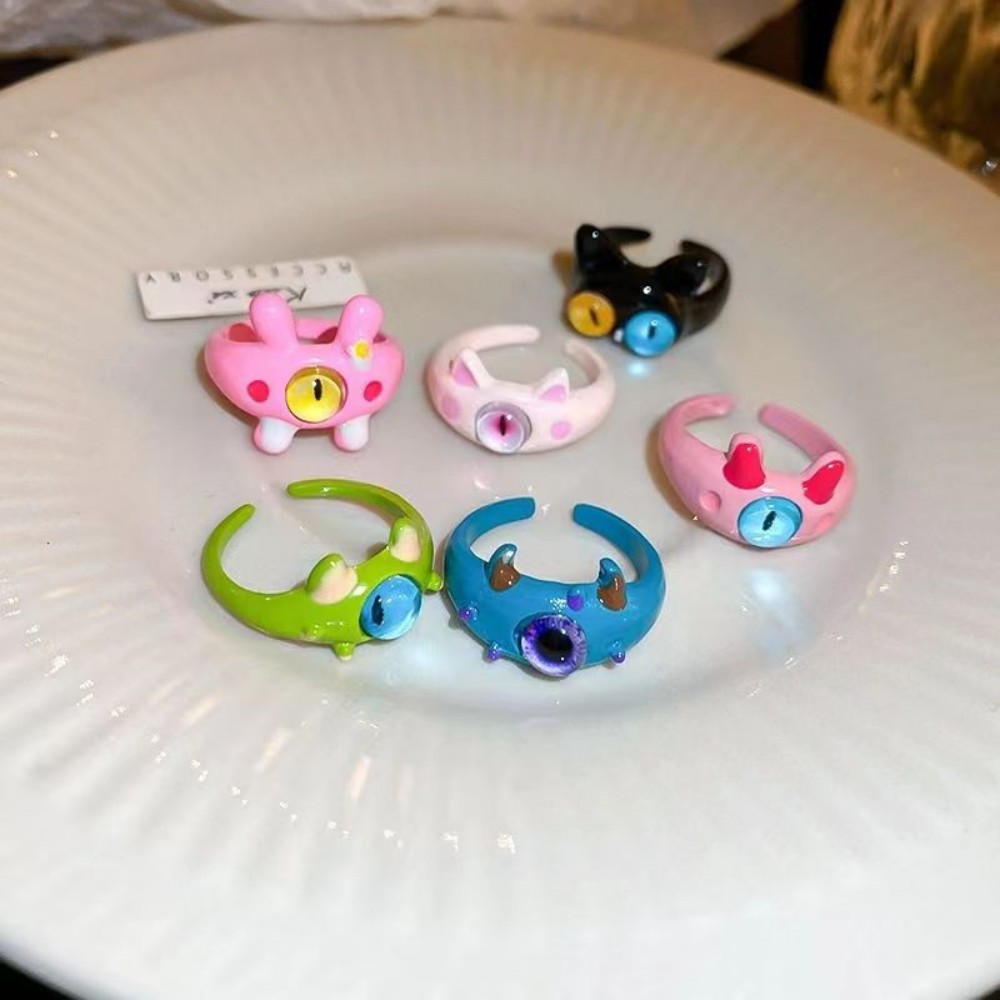 New Trendy Fashion Personality Animal Ring Niche Design Index Finger Ring Childlike Cute Monster Cat Ring for Women