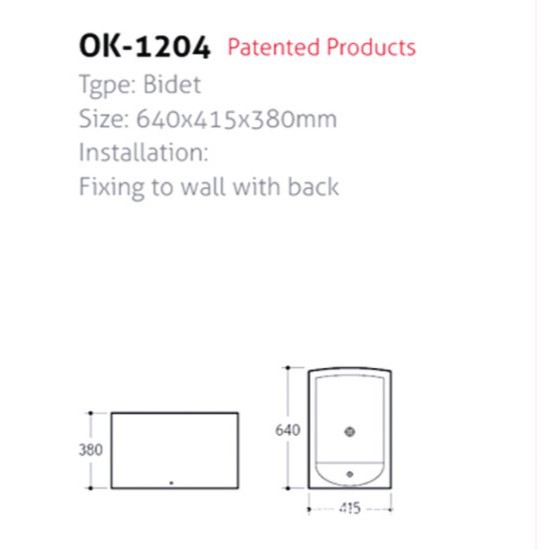 Bidé de Pie OK-1204 de Cerámica Manual para Baño