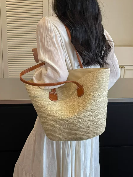 Straw Woven Bag for Women, Summer Woven Handbag, Rattan Crossbody Bag, Tote Bag, Large Capacity Women's Bag, Cross-Border
