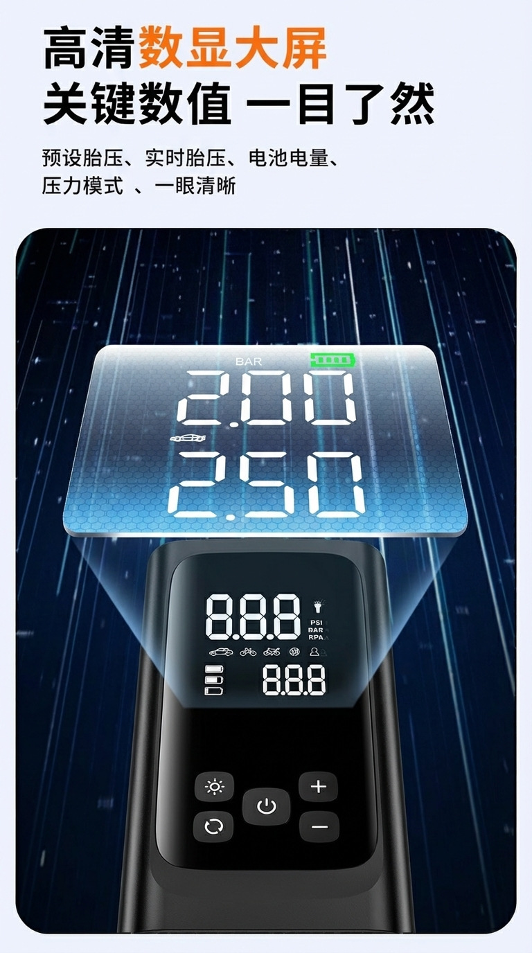 Car-mounted air pump and emergency power supply all-in-one device with power bank, portable tire inflator, and battery jump starter