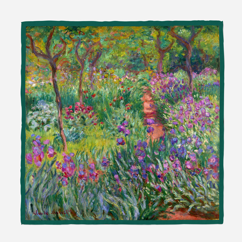 53cm Monet Oil Painting Series Alice Garden Twill Small Scarf Square Scarfpicture1