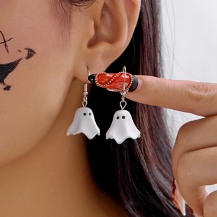 Spot Amazon new Halloween horror earrings ghost pendant earrings Gothic ring spider web earrings jewelry