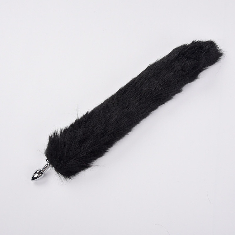 Stainless Steel Fox Tail Anal Plug with Pull Beads for SM Role Play — detail image 8