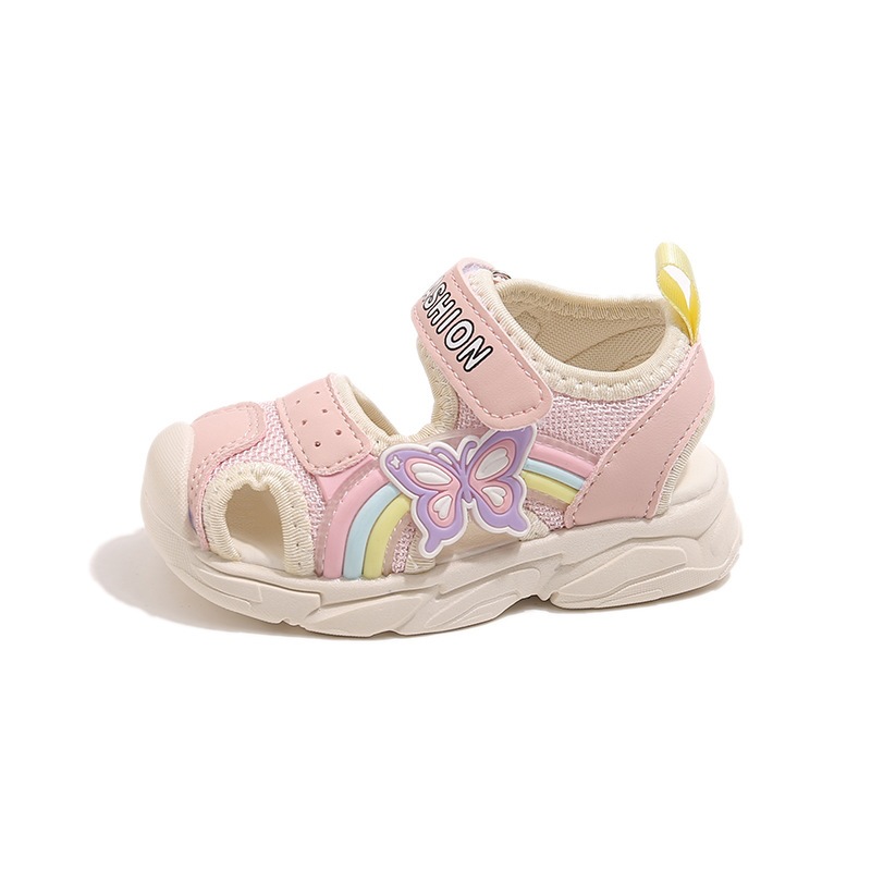 Sandali da bambina in stile coreano con punta chiusa, estate 2026, scarpe da spiaggia per bambine e in età prescolare, scarpe funzionali con tacco basso e traforate._voghion.com