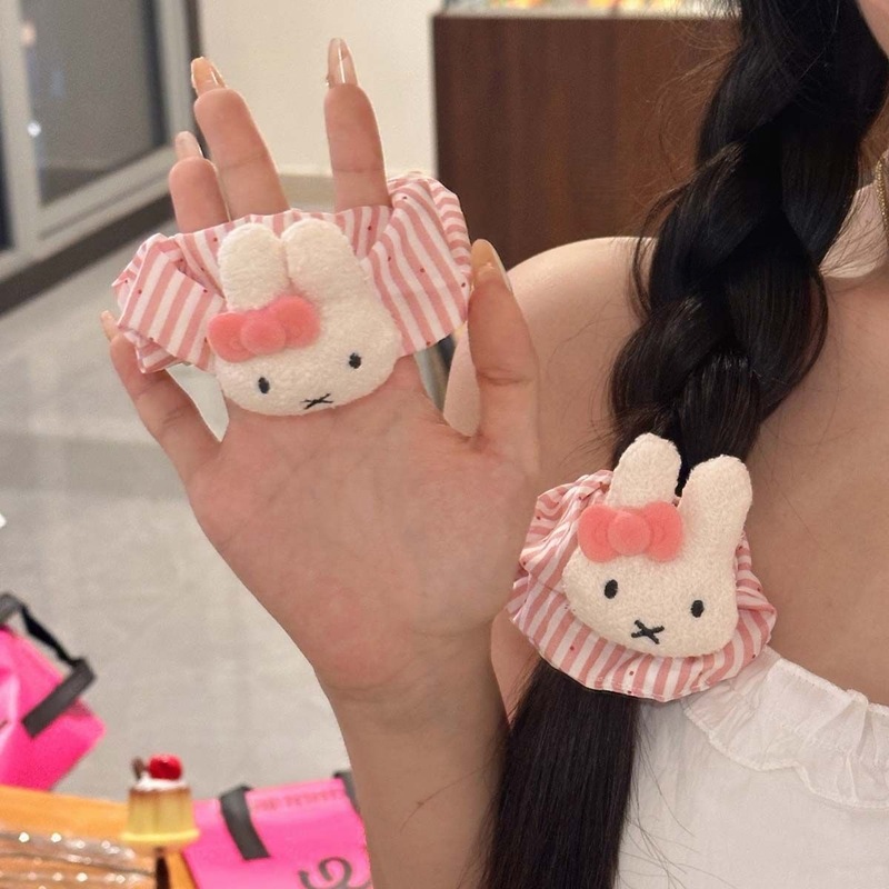 可爱韩系蝴蝶结米菲兔发圈条纹甜美少女发绳头发马尾大肠丸子头绳|undefined