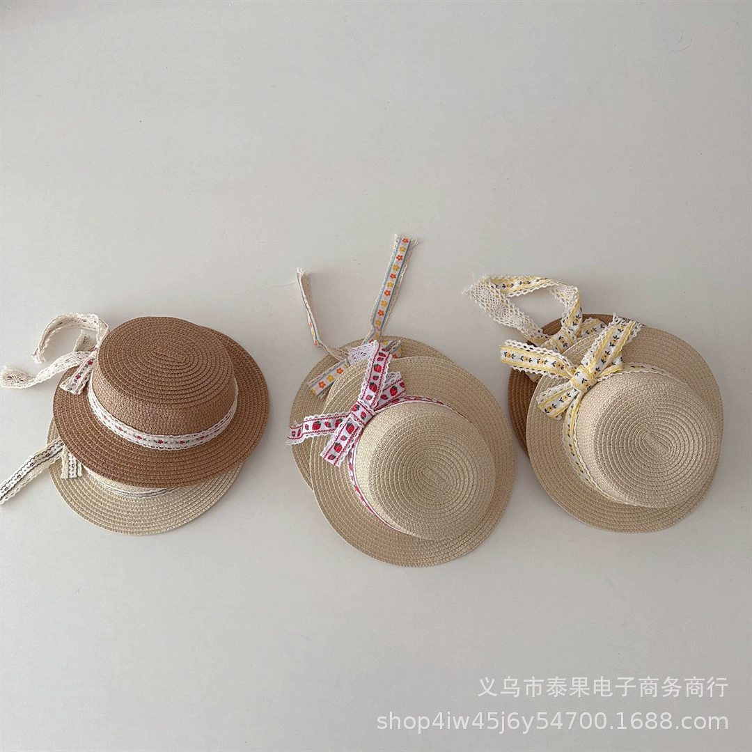 Summer children's beach sun hat, simple and elegant design, sun protection, western style