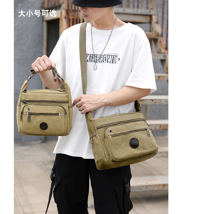 2022 new men's canvas messenger bag large capacity construction site work shoulder bag British style file bag wholesale