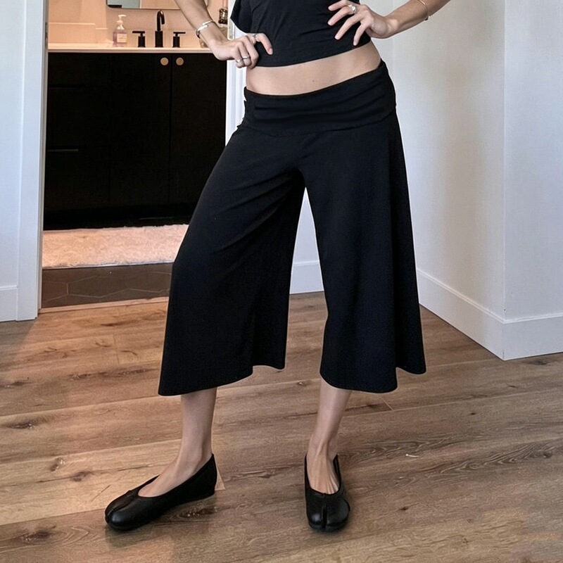 Solid Color Simple Street Style Low-Waist Cuffed Drapey Loose Mid-Length Pants Y2K Casual Versatile Slimming Knit Pants Solid Color Simple Street Style Low-Waist Cuffed Drapey Loose Mid-Length Pants Y2K Casual Versatile Slimming Knit Pants