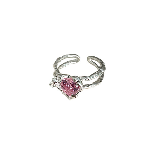 Diamond Heart Zirconium Open Ring for Women Trendy Minimalist Design Ring Sweet Personality Open Finger Ring