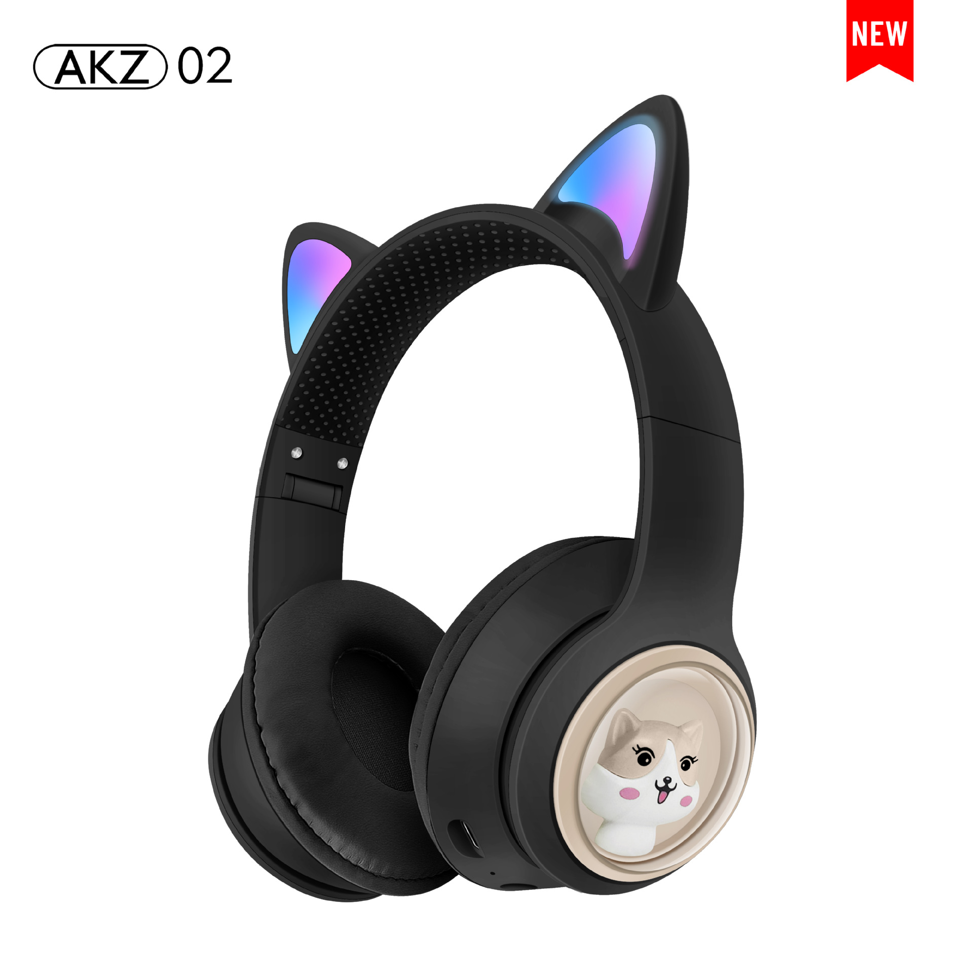 Nuevo modelo privado gradiente de dibujos animados gato oído auriculares bluetooth auricular inalámbrico luminoso lindo niños auriculares fabricante
