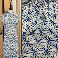 弹力竹节麻印花布料批发 春夏网红款复古汉服连衣裙童装旗袍面料