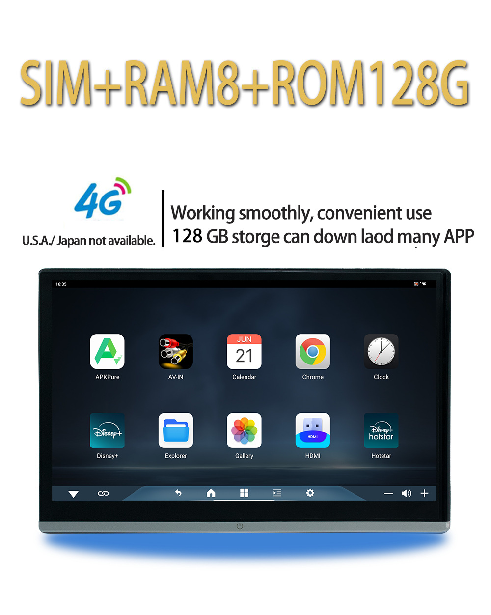 Qualcomm 8-Core 14inch External Android Monitor with 4g Car-Mounted 13.3inch Headrest Mp5 Monitor Sim Function