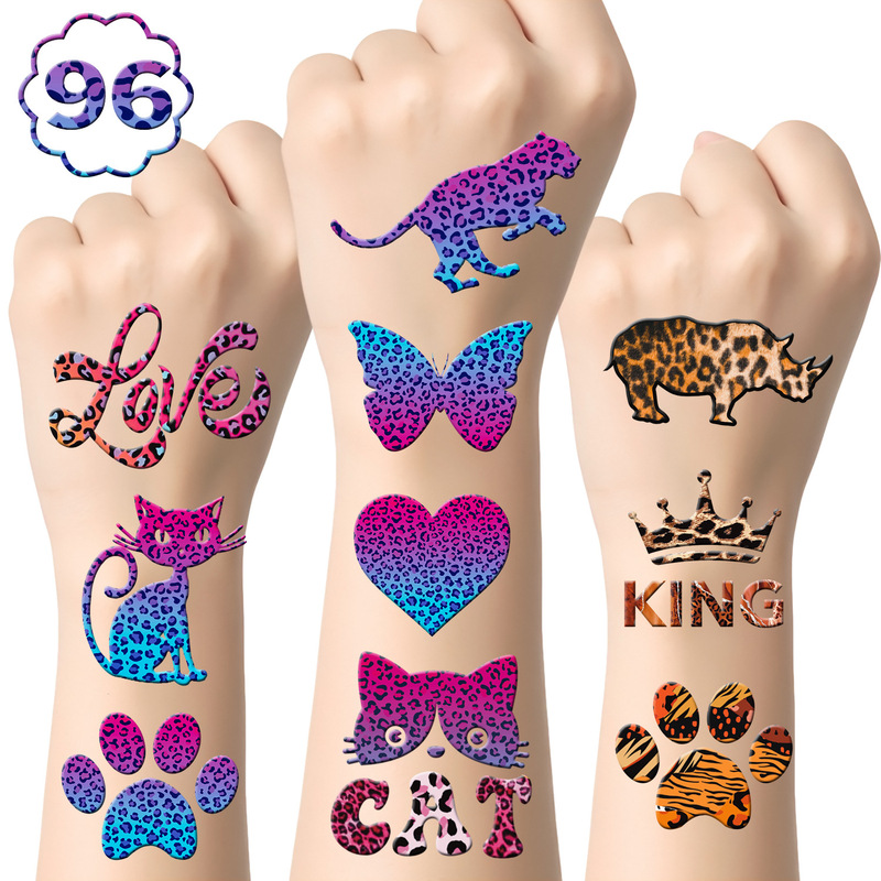 Amazon's New 96-Piece Leopard Tattoo Stickers Birthday Party Face Stickers Gift Decorations High-End Temporary Stickers