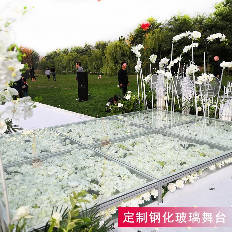钢化玻璃酒店婚庆走秀T台发光地台酒吧KTV驻唱台商场汽车展台