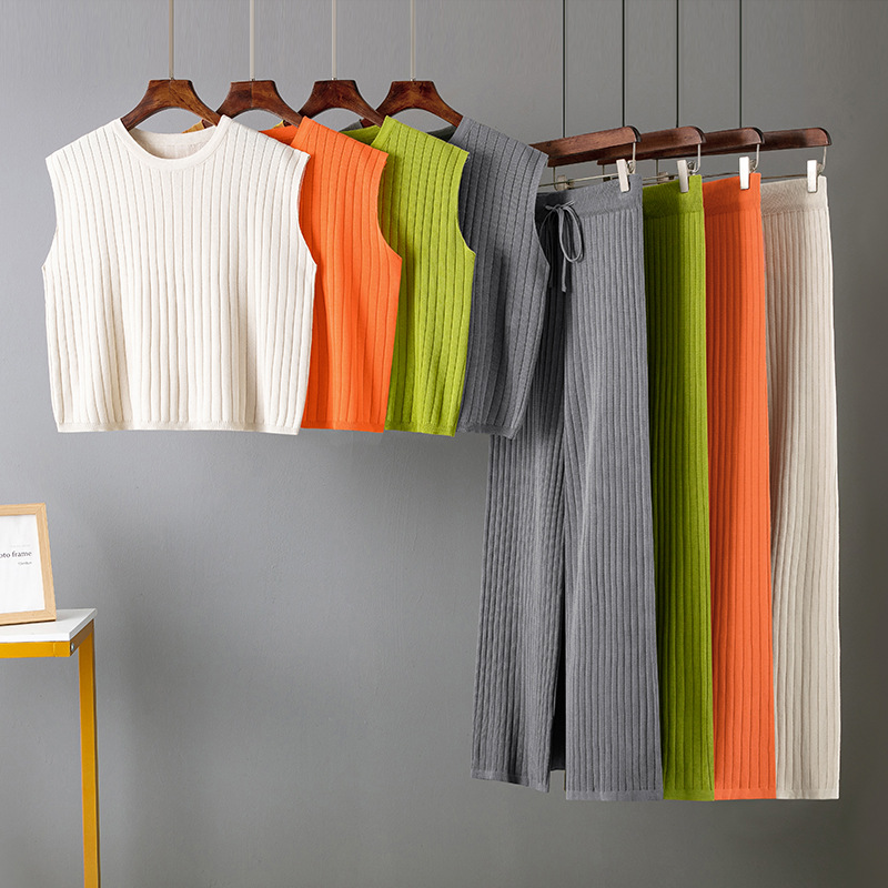 420g Weight Sleeveless Sleeve Length Ice Silk, Viscose Fabric Type Leisure Suit Sets Type Office, Outdoor, Daily Occasion Round Neck Neckline -1 Function Loose Fit Type Solid Color Pattern Summer Season Women's Gender Casual, Basic, Simple Style Style Office Outdoor Daily Women's Casual Basic Simple Style Solid Color Ice Silk Viscose Leisure Suit Pants Sets 18