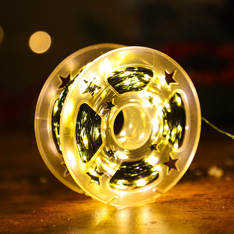 Lámpara de cobre enchufable de bajo voltaje LED Lámpara de estrella de cadena Decoración de árbol de navidad Lámpara de jardín Lámpara de decoración de ambiente navideño
