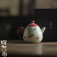 Mingzhi Shanzhi Healing hand-painted teapot Raspberry Pi underglaze color Kung Fu tea set ball hole filter household teapot