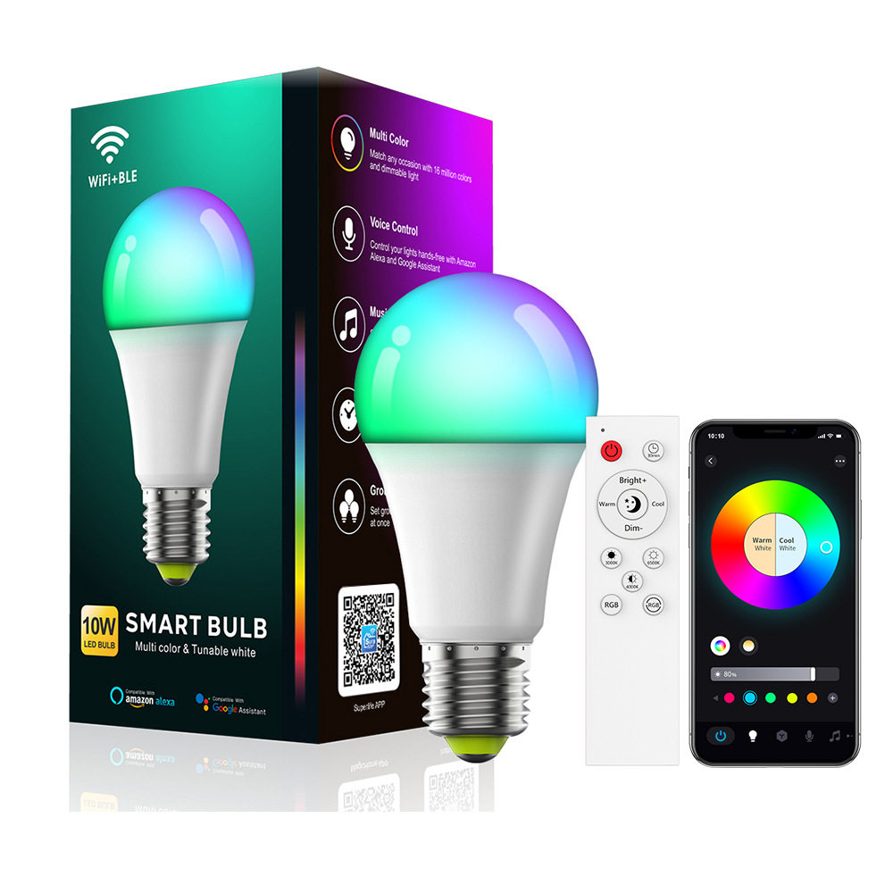 Smart wifi control remoto Bluetooth rgbcw atenuación color Alice música con fuente de luz de pie bombilla bombilla