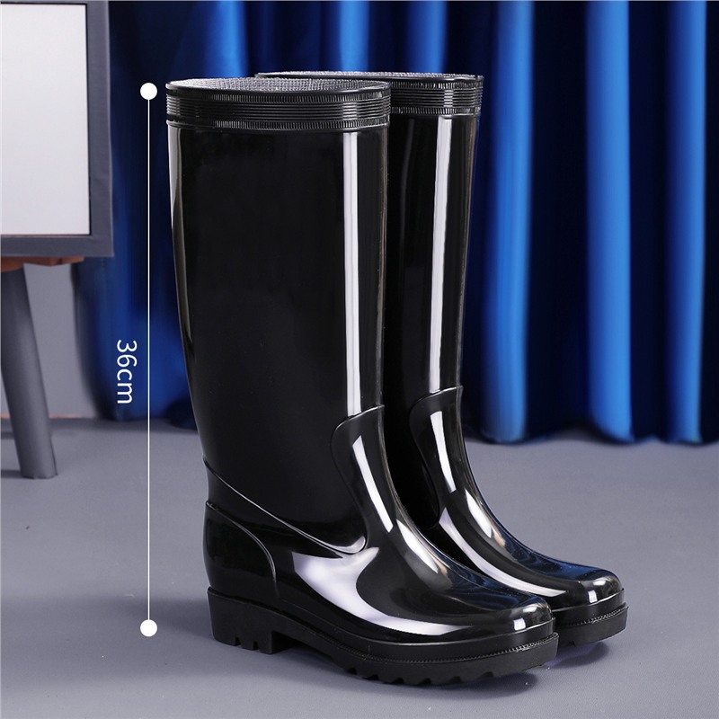 Comercio exterior de alto tubo de protección laboral para hombres zapatos de lluvia gruesos zapatos de lluvia impermeables al aire libre anti-deslizante extra alto calentamiento de lana zapatos de agua