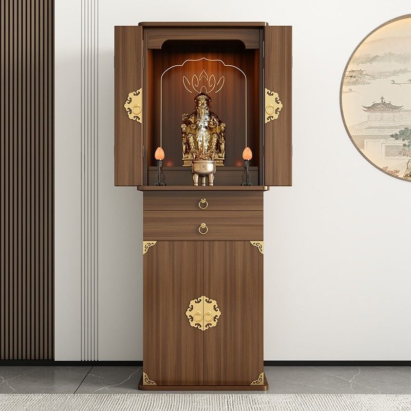 Standing Cabinet with Door for Home Use, New Chinese Style Simple Shrine for Offering Tables, Buddha and God of Wealth Offering Table Display Cabinet