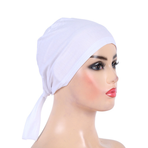 Cross-border supply of cotton strapped headscarf, hijab bottom hat, Malay gauze scarf H048