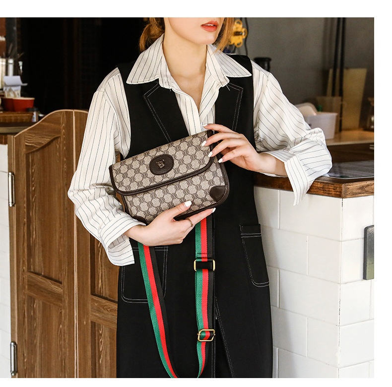 Grenzüberschreitende Damentasche, Retro-bedruckte Tigerkopftasche, modische Brusttasche, kontrastierendes Gurtband, One-Shoulder-Umhängetasche, trendiger Bestseller_voghion.com