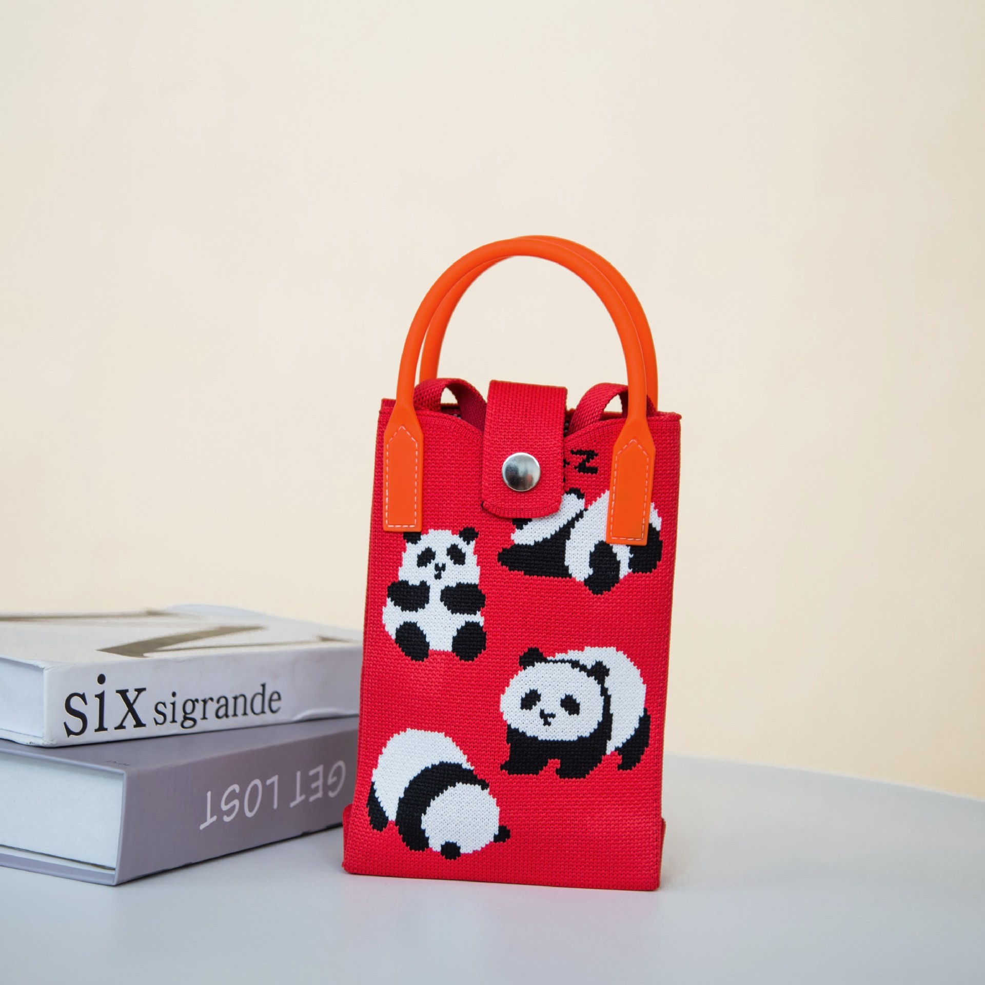 팬더 니트 휴대 전화 가방 여성 크로스 바디 컴팩트 경량 미니 어깨 귀여운 패션 동전 지갑 휴대용 작은 광장 가방