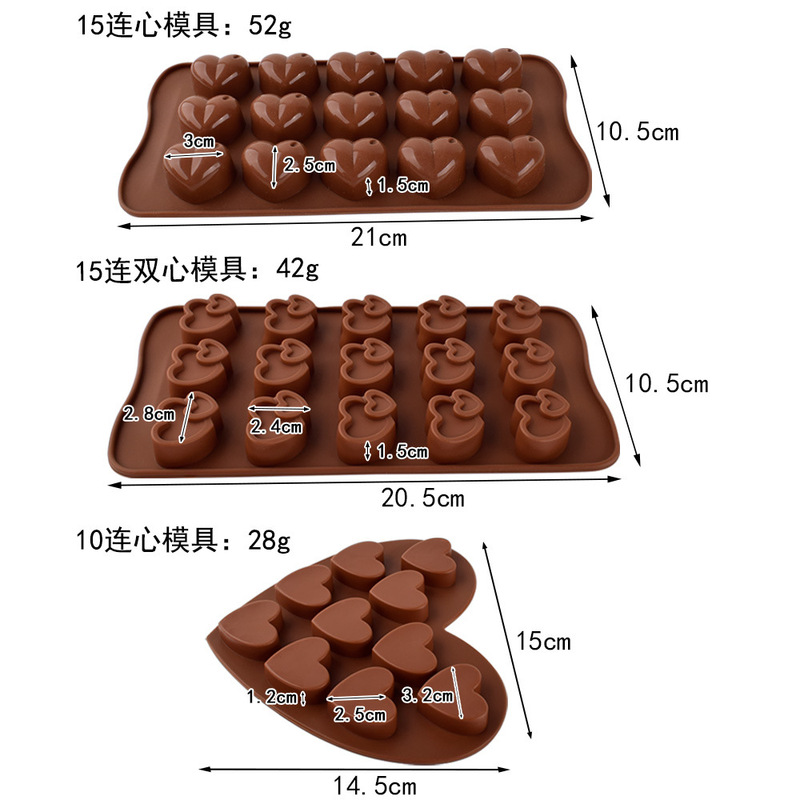 15連愛の形のシリカゲルのチョコレートのキャンディのチョコレートの力のケーキの焙煎の鋳型の氷格の水晶の滴のゴムの鋳型|undefined