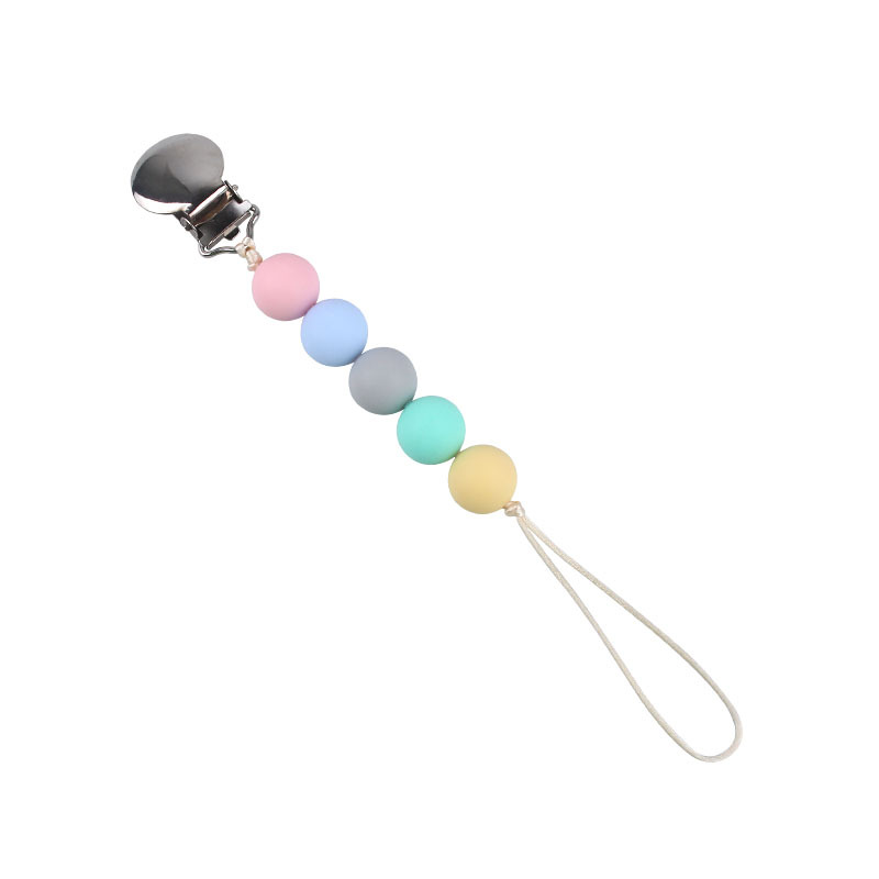 Suministros para bebés nuevo clip de pezón de hierro redondo dientes de bebé moler cuentas de silicona Cadena de pezón cadena anti-caída